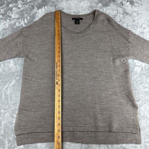 Tahari Ribbed Pullover Sweater Womens 1X Brown 50% Merino Wool Slouchy (0947) - Picture 8 of 8